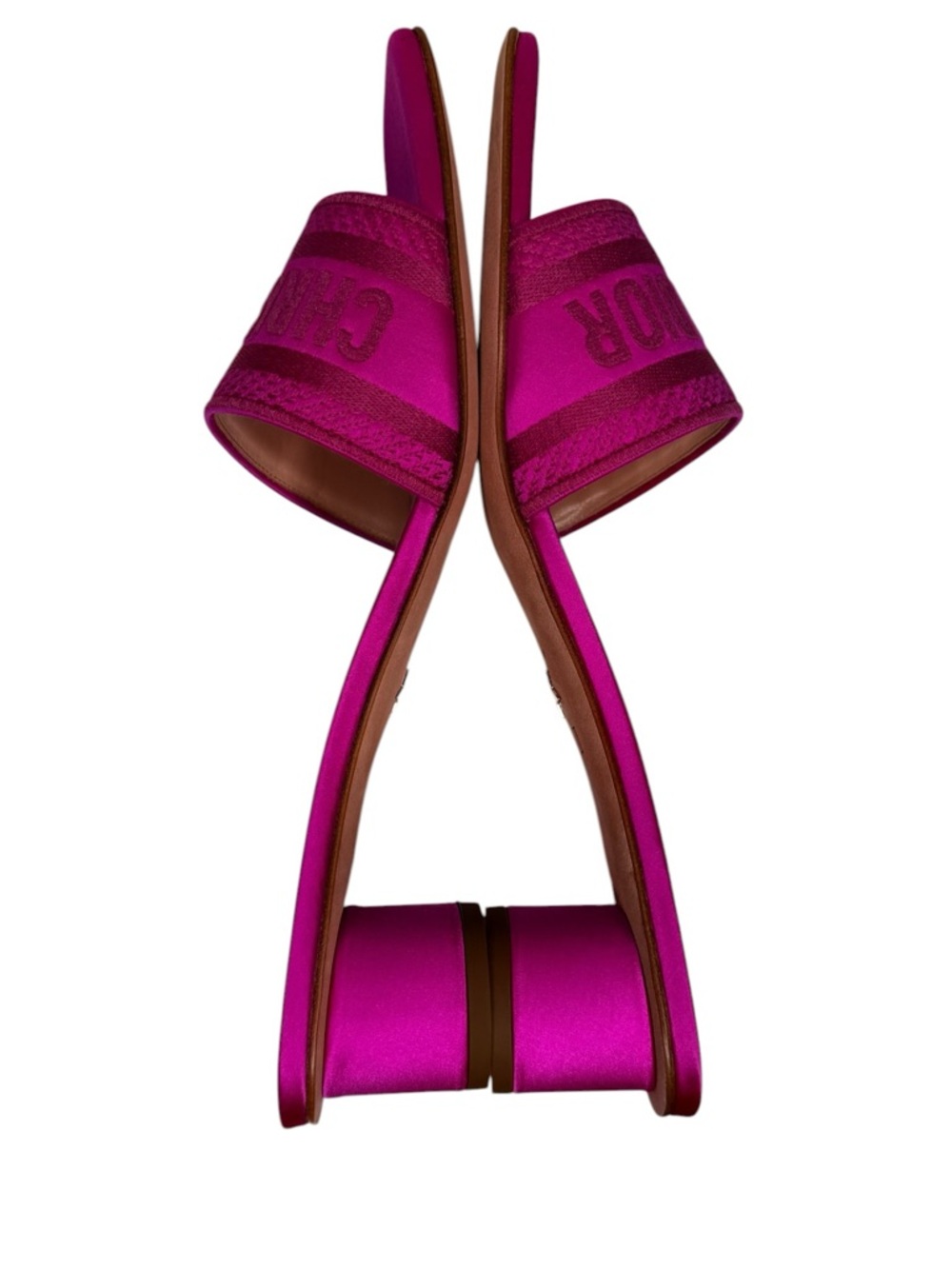 Christian Dior Dway Slide Sandals Rani Pink Satin Heeled Resort Vacation 41 NWT - Picture 7 of 10